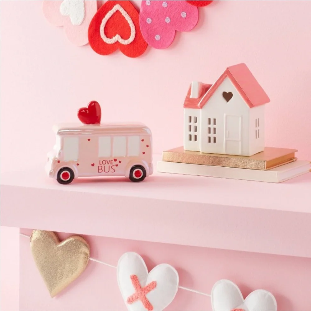 Target Spritz Valentine’s Day 2025 Pink & White Ceramic House Decoration